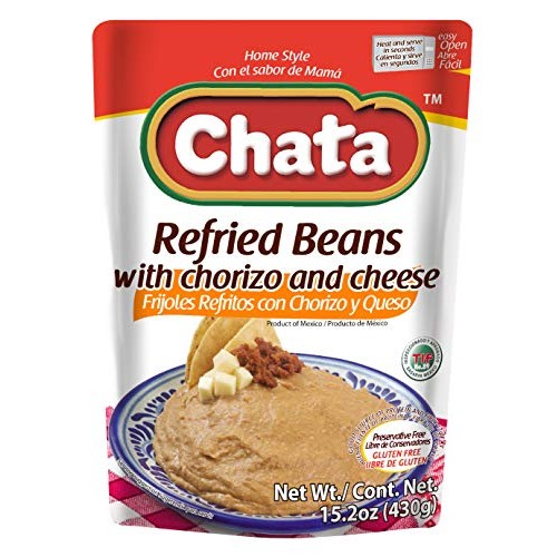 Chata Refried Beans Chorizo &Amp; Cheese 15.2 Oz Pouch | Pack 3