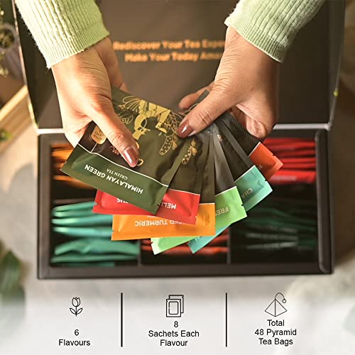 Chayam Assorted Teas Gift Set | 6 Tea Flavors, 8 Tea Bags Each,