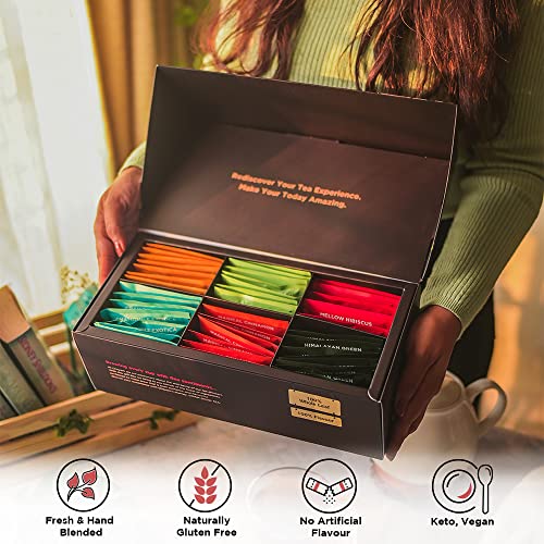 Chayam Assorted Teas Gift Set | 6 Tea Flavors, 8 Tea Bags Each,