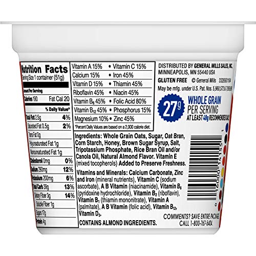 Honey Nut Cheerios Cups, Cereal With Oats, Gluten Free, 1.8 Oz,