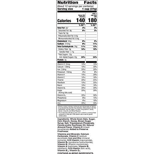 Honey Nut Cheerios, Cereal With Oats, Gluten Free, 15.4 Oz