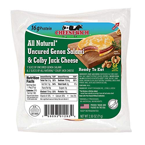 Cheesewich All Natural Uncured Genoa Salami And Colby Jack Chees