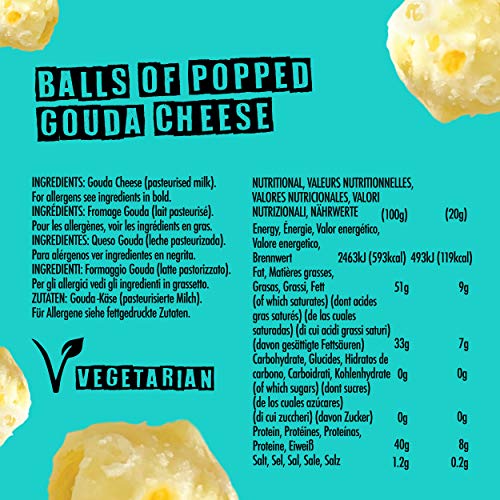 Cheesies Crunchy Popped Cheese Snack, Gouda. Keto Friendly, No C