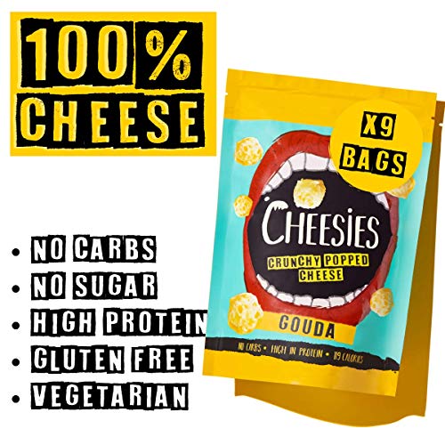 Cheesies Crunchy Popped Cheese Snack, Gouda. Keto Friendly, No C