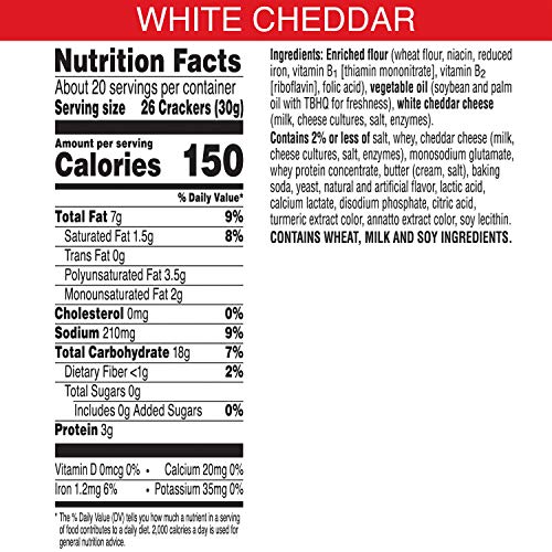 Cheez-It, Baked Snack Cheese Crackers, White Cheddar, Made With