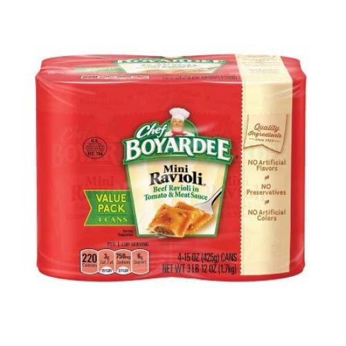 Chef Boyardee Mini Beef Ravioli In Tomato &Amp; Meat Sauce, 4Pk