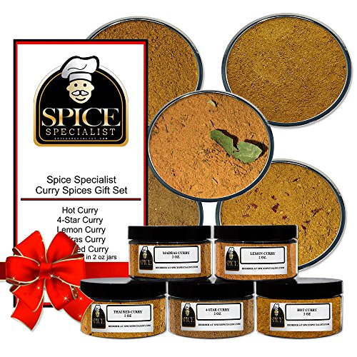 Spice Specialists Curry Spices Gift Set - Contains 5-2 Oz.Jars
