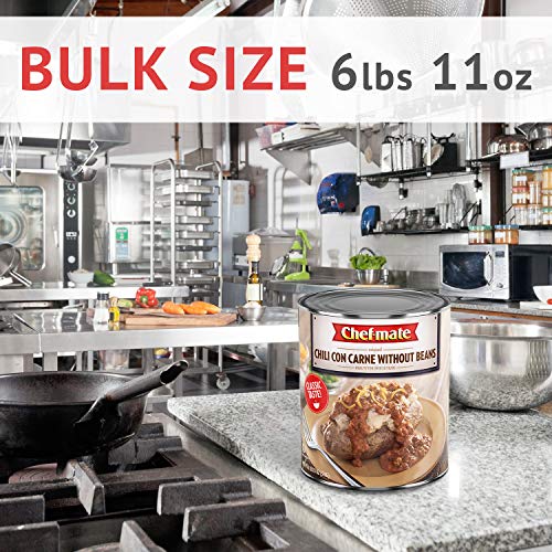 Chef-Mate Beef Chili, Canned Chili With Meat, No Beans, 6 Lb 10