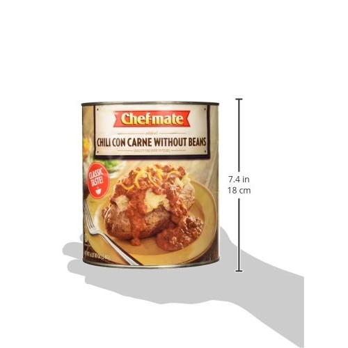 Chef-Mate Beef Chili, Canned Chili With Meat, No Beans, 6 Lb 10