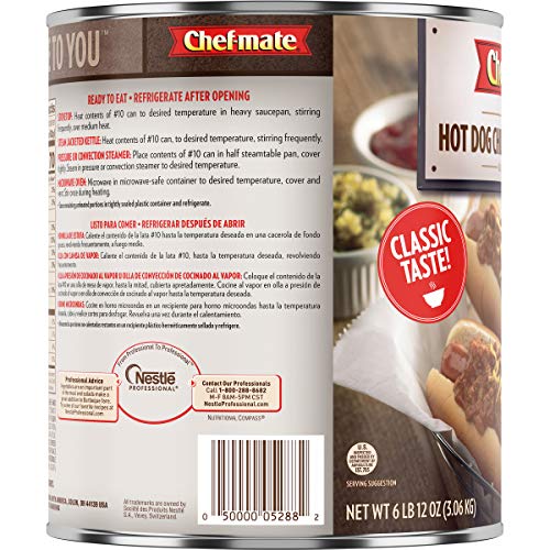 Chef-Mate Hot Dog Canned Chili Sauce With Meat, Ready To Eat, 6