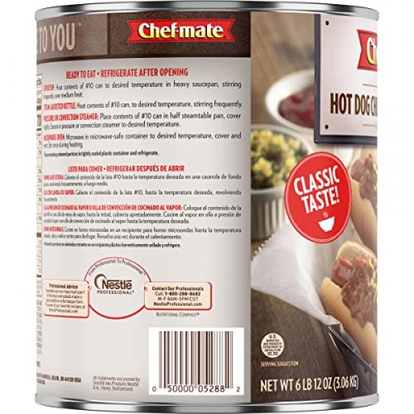 Chef-mate Hot Dog Canned Chili Sauce with Meat, Ready to Eat, 6 ...