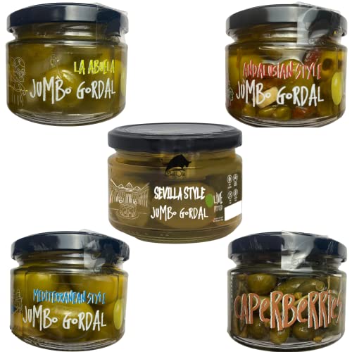 Olivia Olives Gourmet Gift Basket .5 Premium Jumbo Olives Variet