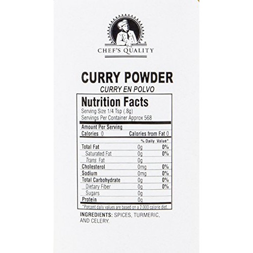 Curry Powder Seasoning With No Msg Added 1 Pound - Chef Quality,