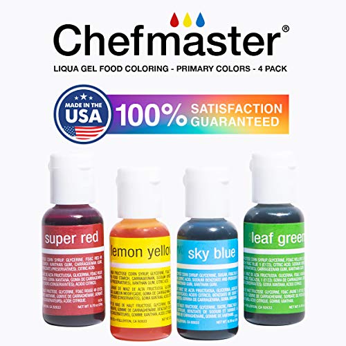 Chefmaster - Primary Colors Liqua-Gel Food Coloring Kit - Water-