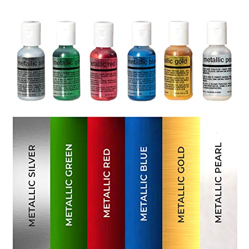 Chefmaster Airbrush Color Set, 6-Pack Metallic Airbrush Food Col