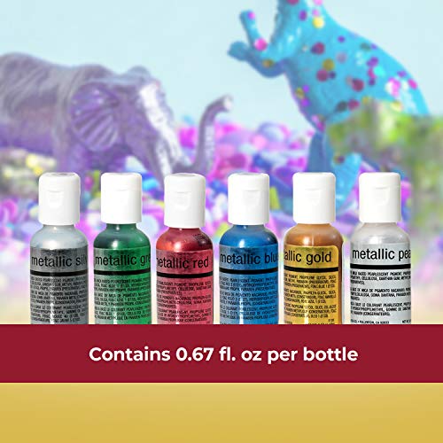 Chefmaster Airbrush Color Set, 6-Pack Metallic Airbrush Food Col