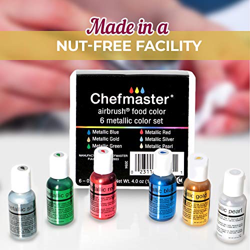 Chefmaster Airbrush Color Set, 6-Pack Metallic Airbrush Food Col