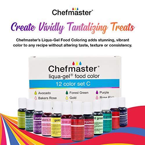 Chefmaster: Liqua-Gel Food Coloring - 12 Color Set C - Fade Resi