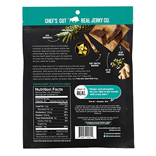 Chefs Cut Real Beef Asian Style Teriyaki Jerky, 2.5 Ounce 4 Pack