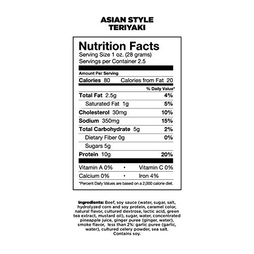 Chefs Cut Real Beef Asian Style Teriyaki Jerky, 2.5 Ounce 4 Pack