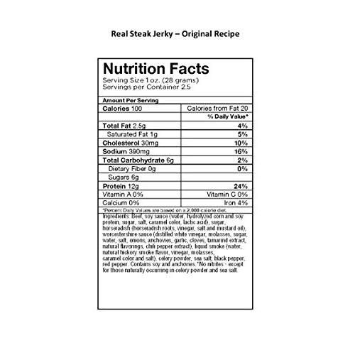 Chefs Cut Real Steak Original Recipe Jerky, 2.5 Ounce 4 Pack