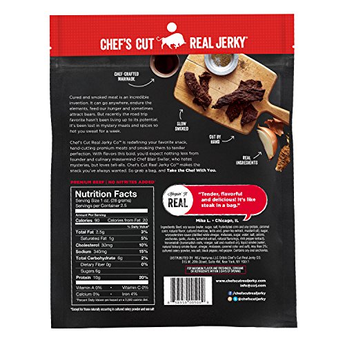 Chefs Cut Real Steak Original Recipe Jerky, 2.5 Ounce 4 Pack