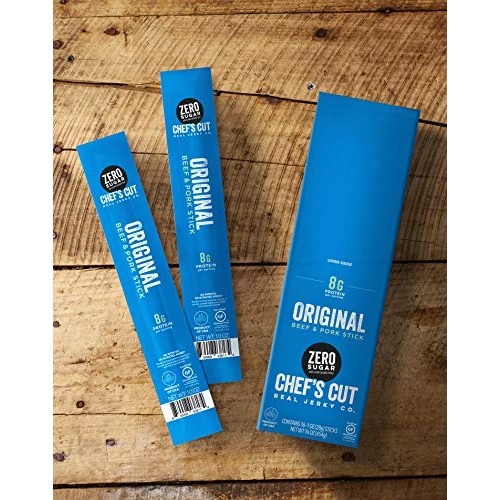 Chefs Cut Real Zero Sugar Pork And Beef Jerky Sticks, 1 Ounce