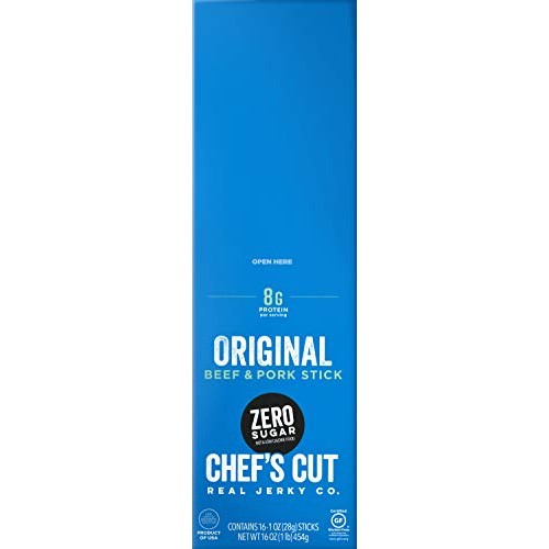 Chefs Cut Real Zero Sugar Pork And Beef Jerky Sticks, 1 Ounce