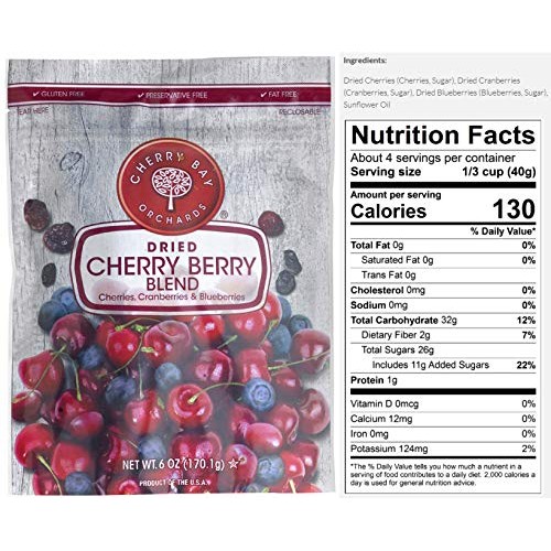 Cherry Bay Orchards - Dried Mixed Fruit Blend Cherries, Blueber