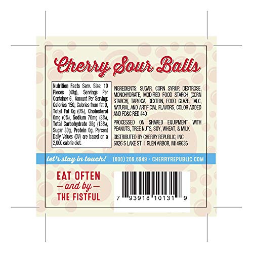 Cherry Republic Cherry Sour Balls - Resealable Pack Sweet & Sour...