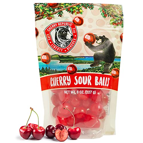 Cherry Republic Cherry Sour Balls - Resealable Pack Sweet & Sour...