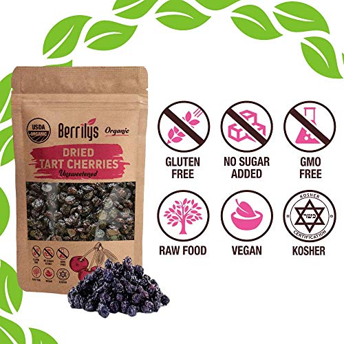 Berrilys Organic Dried Tart Cherries, 1 Lb, Pitted, Non-Gmo, Kos