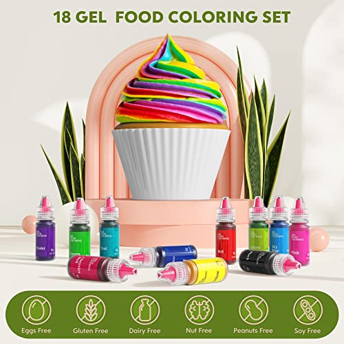 Gel Food Coloring,18 Food Coloring Gel Set for Cake, Cookie East...