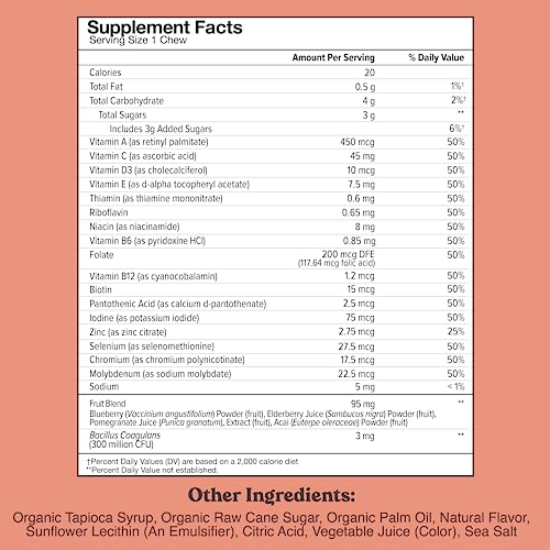 Chewsy Kids’ Multivitamin, Delicious Candy-Style Daily Vitamin C...