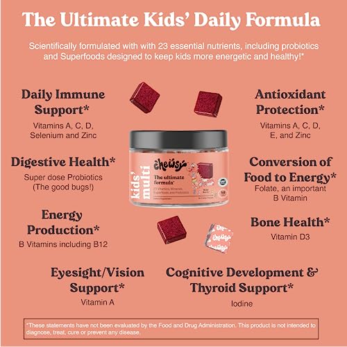 Chewsy Kids’ Multivitamin, Delicious Candy-Style Daily Vitamin C...