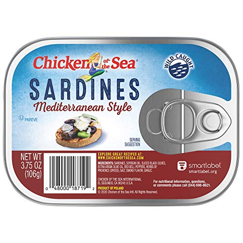 Chicken Of The Sea Sardines, Mediterranean Style, 3.75 Oz Pack