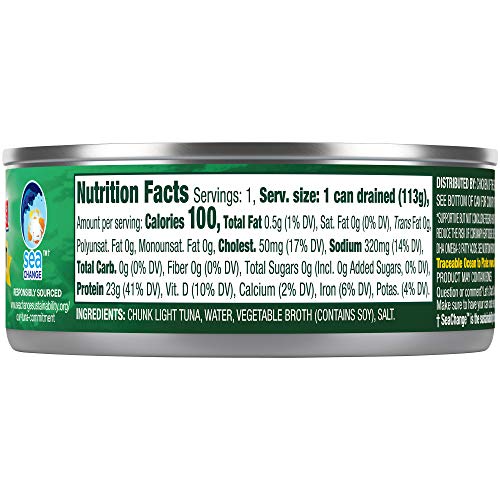 Chicken Of The Sea, Chunk Light Tuna In Water, 5 Oz Cans Pack O