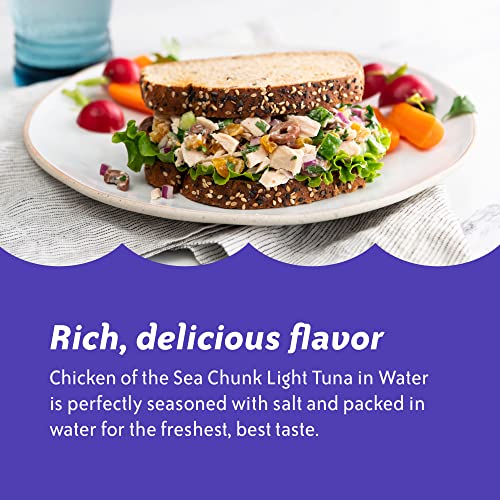 Chicken of the Sea Chunk Light Tuna in Water, Wild Caught Tuna, ...