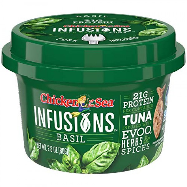 Chicken of the Sea Infusions Tuna, Basil, 2.8 Oz Cups, Pack of 6