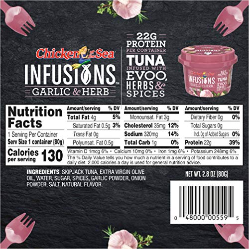 Chicken Of The Sea Infusions Tuna, Garlic &Amp; Herb, 2.8 Oz Cups P