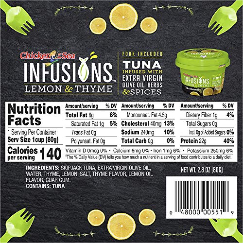 Chicken Of The Sea Infusions Tuna, Lemon &Amp; Thyme, 2.8 Oz Cups P