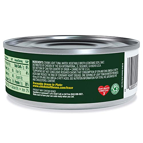 Chicken Of The Sea Tuna Chunk Light In Water, 50% Low Sodium, 5-