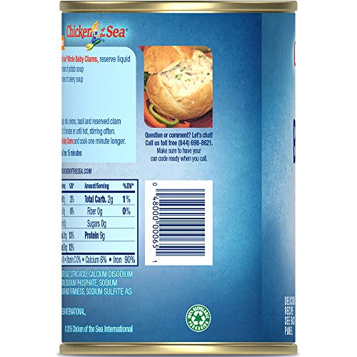 Chicken Of The Sea Whole Baby Clams, 10 Ounce Cans Pack Of 12
