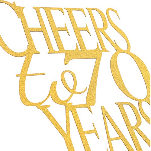 Cheers To 70 Years Cake Topper -Gold Glitter Hello 70 - Happy 70