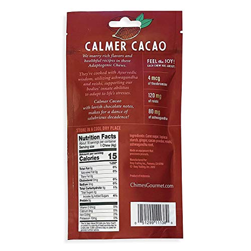 Chimes Calmer Cacao Adaptogen Ginger Chews Candy - 1 Pack With