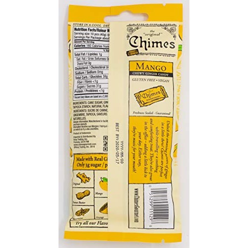Chimes Ginger Chews Candy, Mango, 1.5 Ounce Pack Of 1