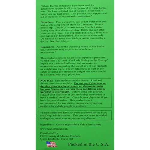 China Slim Tea Extra Strength For Men and Women 72 Tea Bags