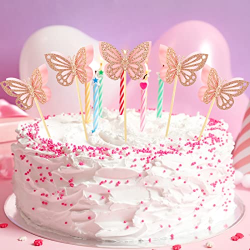 48 Pcs Butterfly Cupcake Toppers Assembled Double Layers Cupcake
