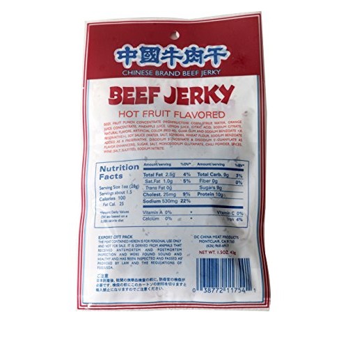 Beef Jerky Hot Fruit Flavored 1.5Oz Pack Of 6