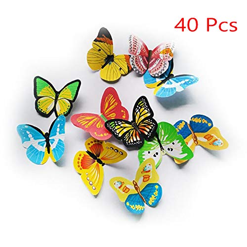 40 Pcs Edible Butterfly Cupcake Toppers, Rice Paper Cake &Amp; Cupca